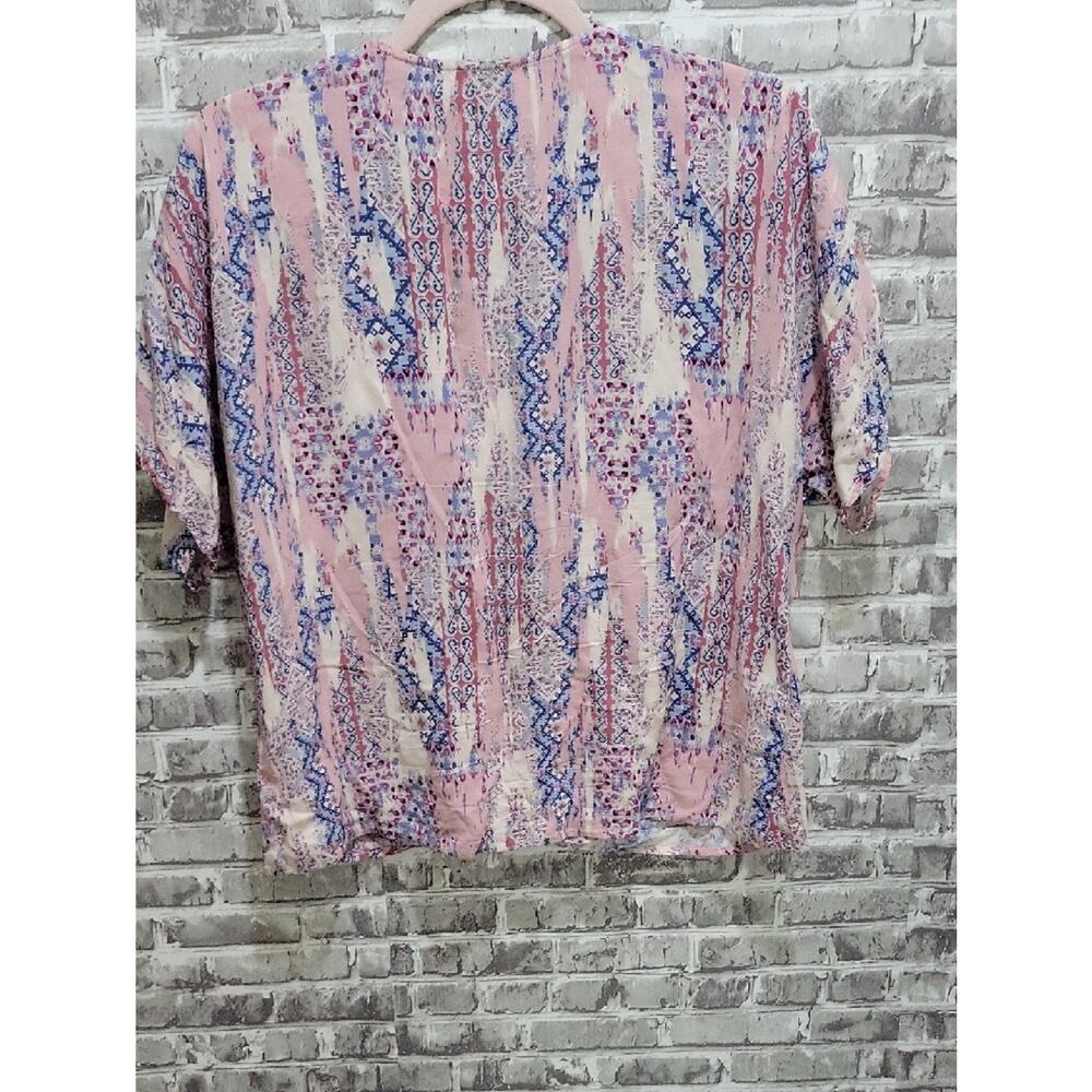 Promesa Boho Mixed Print Knot-Front Crop Top Womens Sz M — image 3 of 8